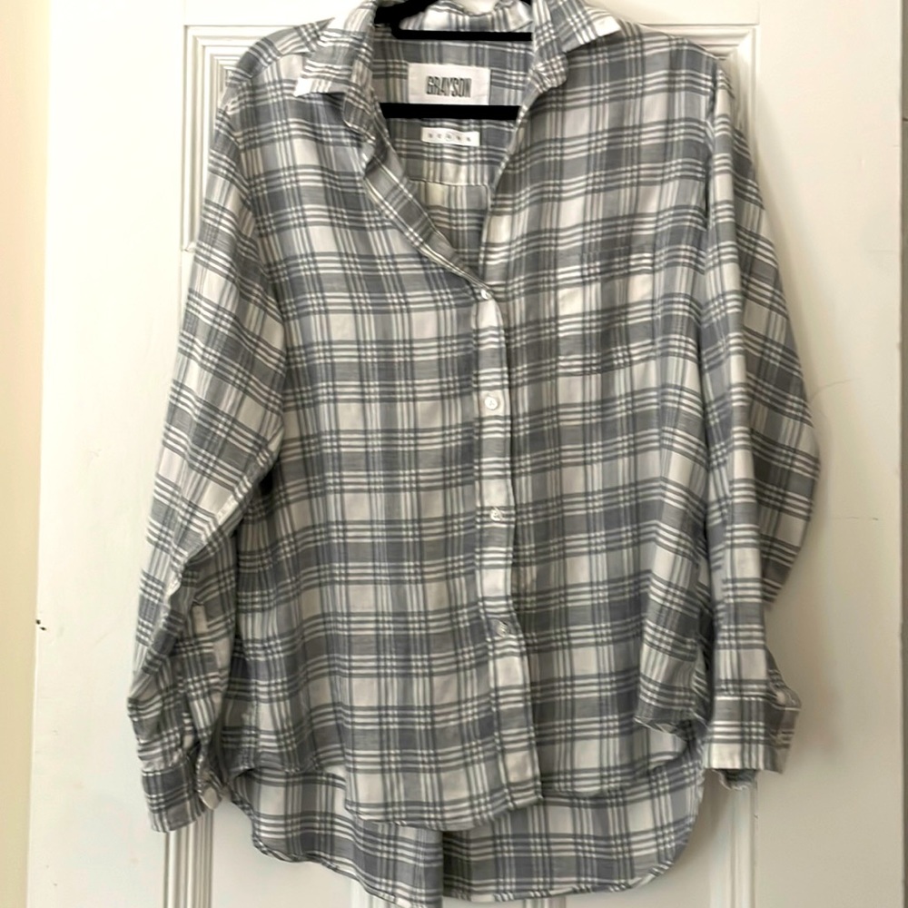 Grayson Women's Gray Plaid Button Down Shirt